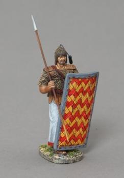 Image of Advancing Egyptian Marine with Spear Resting on Shoulder and Red/Yellow Striped Shield--single figure--RETIRED--LAST TWO!!