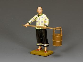 Standing Coolie with Water Baskets--single figure with pole and water baskets #37956