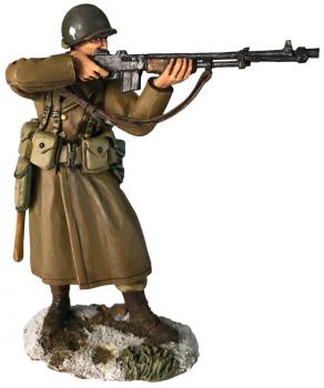 U.S. 101st Airborne in Greatcoat Standing Firing BAR, Winter, 1944-45--single figure #38119
