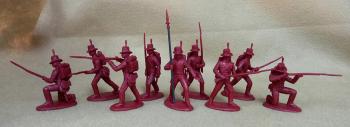 Napoleonic British Royal Marines--nine unpainted plastic figures (red) #38306