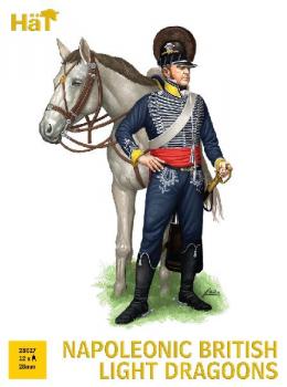 Napoleonic British Light Dragoons--twelve 28 mm unpainted plastic figures and horses #38673