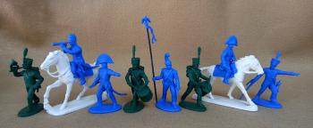 Napoleonic French Line Command (incl. Flags and Drums, etc.)--eight plastic figures and two horse figures Napoleonic French Line Command (incl. Flags and Drums, etc.)--eight plastic figures and two horse figures #38979