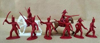 Napoleonic British Infantry Officers (British Line, Light & Marines)--two mounted and six foot plastic figures (red) #39099