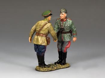 Image of The Invader meets The Backstabber--German officer figure meets Soviet officer figure (single base)--RETIRED--LAST ONE!! #39105