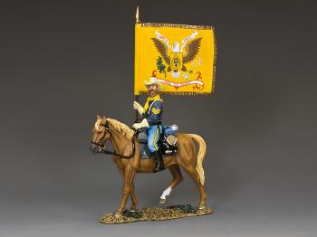 5th Cavalry Regimental Flagbearer--single mounted US Cavalry figure with flag and movable head #39398