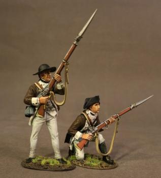 Image of Two Line Infantry (standing ready, kneeling ready), The 1st Canadian Regiment, Continental Army, The Battle of Saratoga, 1777, Drums Along the Mohawk--two figures--RETIRED--LAST ONE!!
