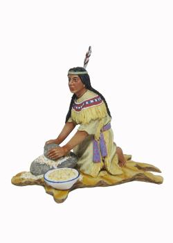 Indian Woman mashing corn with stone--single figure Indian Woman mashing corn with stone--single figure #39478