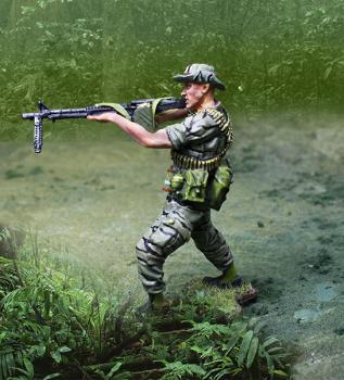 Image of Vietnam LRRP Firing M60--single U.S. Army Ranger figure--ONE IN STOCK.