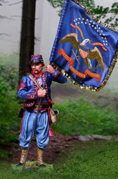 Image of 72nd Pennsylvania Flagbearer--single Union Zouave figure--ONE IN STOCK.