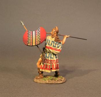 Thracian Peltist (red shield w/wide white stripe w/dags), 4th Century BCE, Armies and Enemies of Ancient Greece and Macedonia--two pieces Thracian Peltist (red shield w/wide white stripe w/dags), 4th Century BCE, Armies and Enemies of Ancient Greece and Macedonia--two pieces #40450