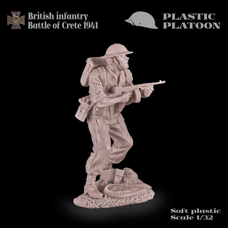British Infantry, Battle of Crete, 1941--6 unpainted plastic figures in 6 Action Poses #4