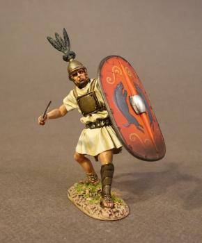 Hastatus (leaning back, sword pointing forward at mid-torso height, red shield), The Roman Army of the Mid Republic, Armies and Enemies of Ancient Rome--single figure--RETIRED. #41000
