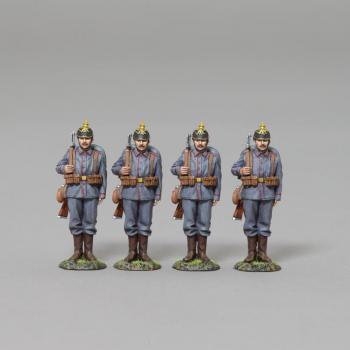 Image of Four WW1 German Infanteers on Parade With Pickelhaubes--Four Figures--RETIRED--LAST ONE!!