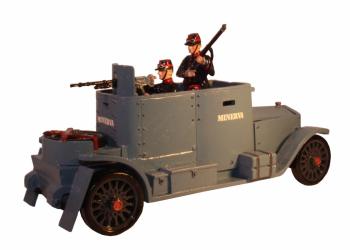 Image of Belgian Army 1914 -Minerva Armoured Car with three Crew