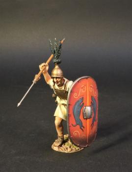 Image of Hastatus Advancing with Pilum in overhand position (red shield), The Roman Army of the Mid Republic, Armies and Enemies of Ancient Rome--single figure--RETIRED--LAST ONE!! Image of Hastatus Advancing with Pilum in overhand position (red shield), The Roman Army of the Mid Republic, Armies and Enemies of Ancient Rome--single figure--RETIRED--LAST ONE!!
