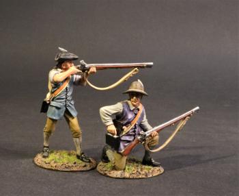 Two Militia set A (standing firing, kneeling reaching for cartridge), Drums Along the Mohawk--two figures Two Militia set A (standing firing, kneeling reaching for cartridge), Drums Along the Mohawk--two figures #41307