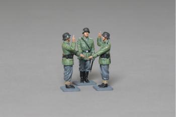 Image of Pledging Allegiance--three WWII figures on grey rectangular bases (two Hitlerjugend & officer)--RETIRED--LAST TWO!!