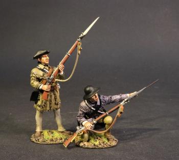 Two Militiamen (standing in light green, kneeling in purple), The Battle of Oriskany, August 6, 1777, Drums Along the Mohawk--two figures Two Militiamen (standing in light green, kneeling in purple), The Battle of Oriskany, August 6, 1777, Drums Along the Mohawk--two figures #41456