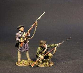Two Militiamen (standing in purple, kneeling in light green), The Battle of Oriskany, August 6, 1777, Drums Along the Mohawk--two figures Two Militiamen (standing in purple, kneeling in light green), The Battle of Oriskany, August 6, 1777, Drums Along the Mohawk--two figures #41457
