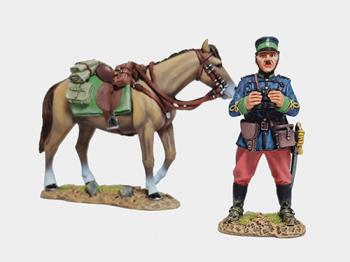 Japanese Officer with Binos and Horse--single mounted figure (two pieces)--AWAITING RESTOCK. #41583