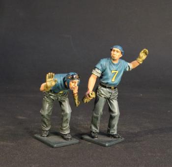 Two Plane Handlers Pushing, Aircraft Carrier Flight Deck Crew, U.S.S. Bunker Hill, WWII--two figures Two Plane Handlers Pushing, Aircraft Carrier Flight Deck Crew, U.S.S. Bunker Hill, WWII--two figures #41586