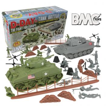 Image of BMC WW2 D-Day Tank Battle - 36pc (Includes Soldiers & 2 Tanks)