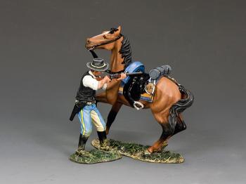 The Last Aimed Shot--single 7th Cavalry figure leaning rifle on standing horse figure #41903