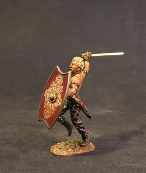 Iceni Warrior Charging (oblong red shield with elaborate gold design), Armies and Enemies of Ancient Rome--single figure Iceni Warrior Charging (oblong red shield with elaborate gold design), Armies and Enemies of Ancient Rome--single figure #41941