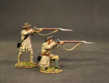 Two Militia Firing (one standing, one kneeling (tan)), The Battle of Oriskany, August 6, 1777, Drums Along the Mohawk--two figures Two Militia Firing (one standing, one kneeling (tan)), The Battle of Oriskany, August 6, 1777, Drums Along the Mohawk--two figures #41976