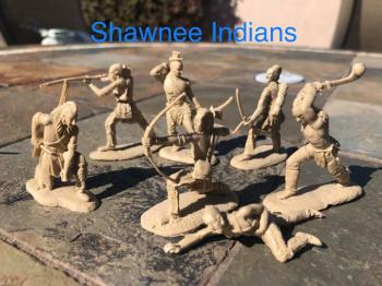 Image of Barzso Shawnee Indians--7 figures in 7 poses, Tan Plastic--SEVEN IN STOCK.