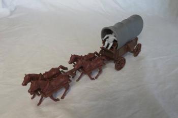 Conestoga Wagon in brown with two tops in gray with 4 horses and driver in 54mm--RETIRED--THREE LEFT!! Conestoga Wagon in brown with two tops in gray with 4 horses and driver in 54mm--RETIRED--THREE LEFT!! #42053