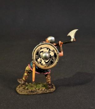 Viking Svinfylking Warrior Charging (white shield with black ravens), The Vikings, The Age of Arthur--single figure Viking Svinfylking Warrior Charging (white shield with black ravens), The Vikings, The Age of Arthur--single figure #43436