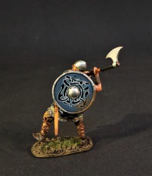 Viking Svinfylking Warrior Charging (blue shield with black wolves), The Vikings, The Age of Arthur--single figure Viking Svinfylking Warrior Charging (blue shield with black wolves), The Vikings, The Age of Arthur--single figure #43437