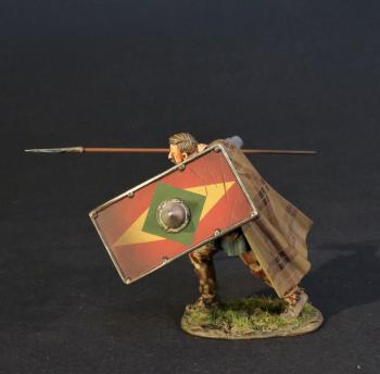 Cherusci Warrior (rectangular shield with red background, green square over lengthwise yellow diamond), Germanic Warriors, Armies and Enemies of Ancient Rome--single figure #43451