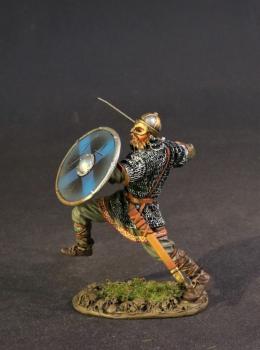 Viking Svinfylking Warrior Charging (black shield with blue cross), The Vikings, The Age of Arthur--single figure Viking Svinfylking Warrior Charging (black shield with blue cross), The Vikings, The Age of Arthur--single figure #43580