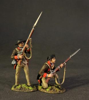 Two Line Infantry (standing & kneeling readying), 12th Massachusetts Regiment, Continental Army, The Battle of Saratoga, 1777, Drums Along the Mohawk--two figures--RETIRED--LAST TWO!! Two Line Infantry (standing & kneeling readying), 12th Massachusetts Regiment, Continental Army, The Battle of Saratoga, 1777, Drums Along the Mohawk--two figures--RETIRED--LAST TWO!! #43819