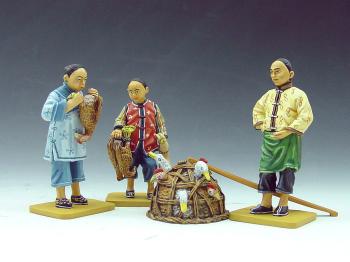 Chicken & Geese Seller--three figures and geese (glossy)--RETIRED--LAST ONE (GLOSS)!! #727