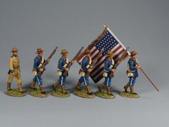 Rough Riders Marching--six figures (officer, four troopers, flagbearer) #43935