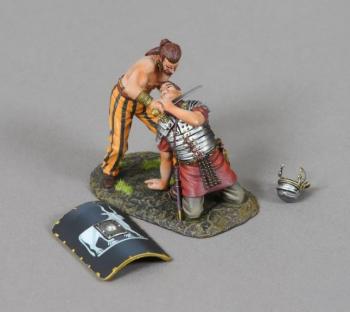 Fight To The Death! (9th Legion Black Shield)--two figures on single base, shield, & helmet--RETIRED -- LAST TWO!! Fight To The Death! (9th Legion Black Shield)--two figures on single base, shield, & helmet--RETIRED -- LAST TWO!! #43853