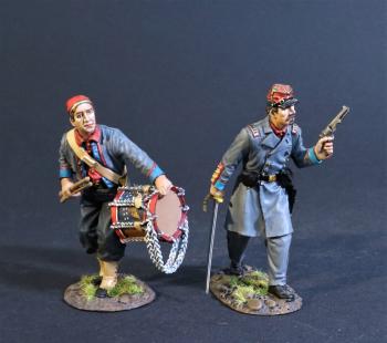 Infantry Officer and Drummer, 11th Regiment New York Volunteer Infantry, the First Battle of Bull Run, 1861, ACW--two figures  #44282