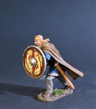 Viking Warrior Charging (two yellow wolves on red shield), the Vikings, The Age of Arthur--single figure Viking Warrior Charging (two yellow wolves on red shield), the Vikings, The Age of Arthur--single figure #44329