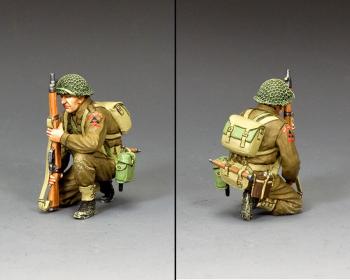 Kneeling Rifleman, 1st Bttn. of The South Lancashire Rgt., 3rd Inf. Div. (sand base)--single WWII British figure #44623