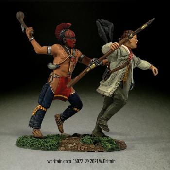 “Finished!”--Woodland Indian Clubbing Continental Line Infantryman in Hunting Shirt--two figures on single base #0
