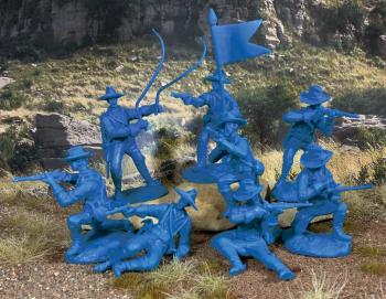 U.S. Cavalry (dismounted) Set#5--16 figures in 8 poses in medium blue  U.S. Cavalry (dismounted) Set#5--16 figures in 8 poses in medium blue  #29446