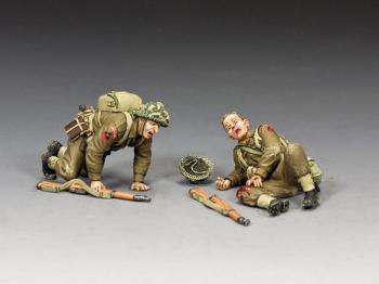 Casualties Set--two injured WWII British Tommy rifleman figures #45101