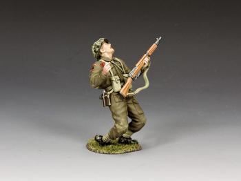 Soldier Being Shot! (with Grass base)--single injured WWII British Tommy rifleman figure #45103