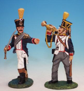 Officer and Cornet Player, Voltigeur Company, 54th Line Infantry Regiment, French Army--two figures--RETIRED--LAST ONE!! #1077