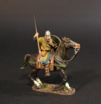 Breton Cavalry Thrusting Spear down (yellow kite shield), The Norman Army, The Age of Arthur--single mounted figure with spear #45403