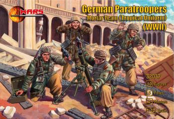 Image of 1/32 German Paratroopers Mortar Team in Tropical Uniform--10 figures and 2 mortars--THREE IN STOCK.