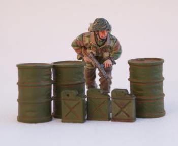 Image of Fuel Dump Olive Green--three oil drums and three Jerry Cans -- PREORDER NOW! (2-3 MONTHS WAIT)